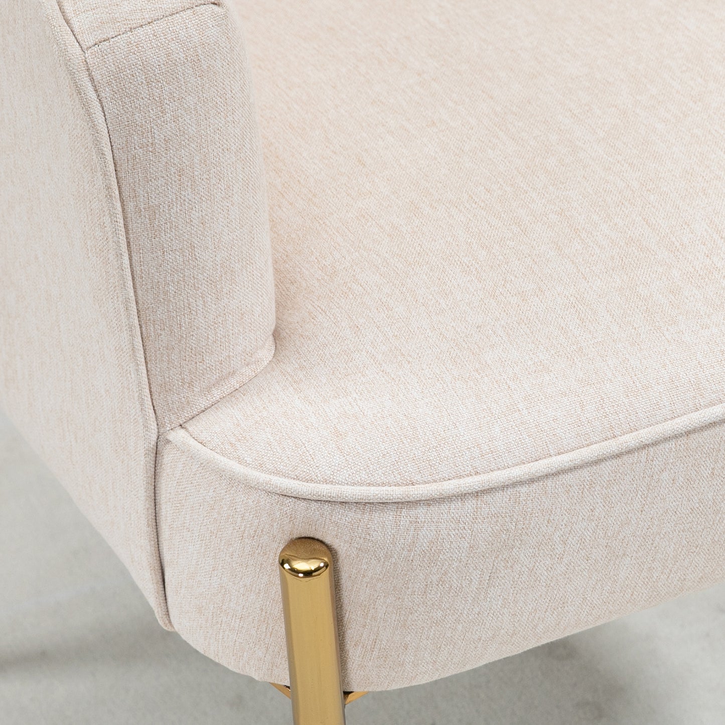 Fabric Armchair Accent Chair w/ Metal Legs for Living Room Bedroom Cream