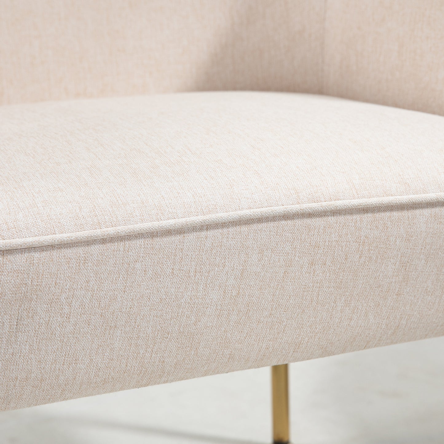 Fabric Armchair Accent Chair w/ Metal Legs for Living Room Bedroom Cream