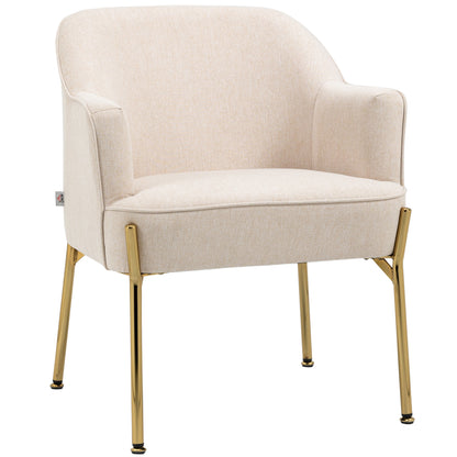 Fabric Armchair Accent Chair w/ Metal Legs for Living Room Bedroom Cream