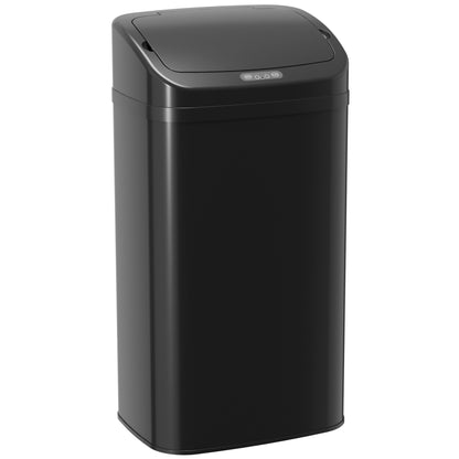 48L Sensor Bin, Stainless Steel Kitchen Bin with Automatic Soft Close Lid and Fingerprint-Proof for Recycling and Waste, Black