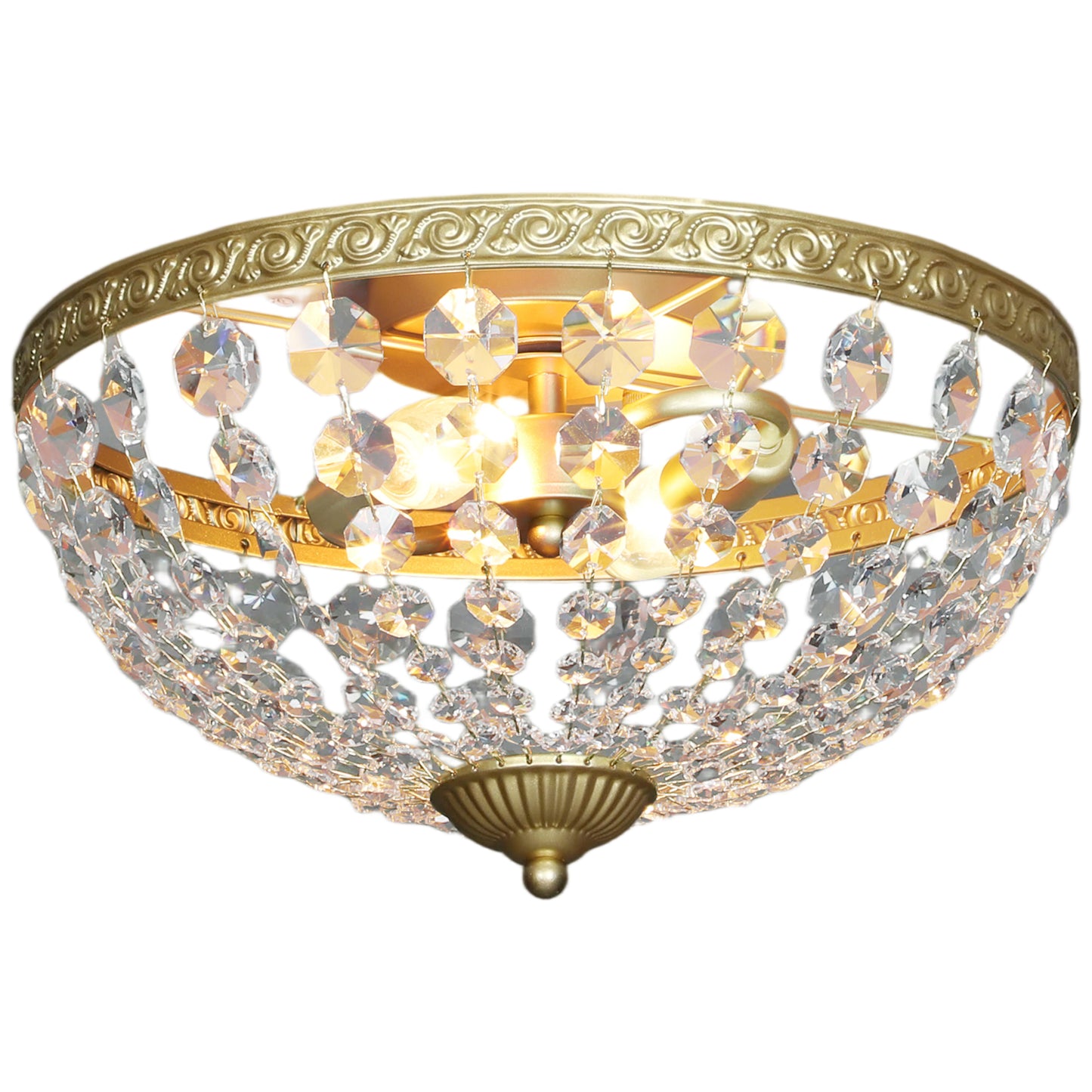 Chandelier Crystal Ceiling Light with E14 Base 2-Lights, Gold