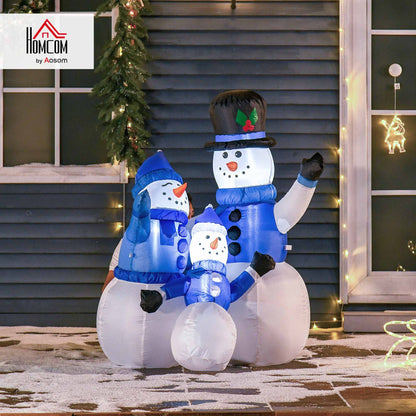 Inflatable Snowman Family Decoration w/ LED Lights Christmas Seasonal Fun