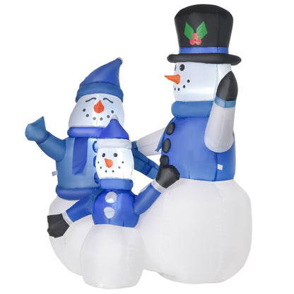 Inflatable Snowman Family Decoration w/ LED Lights Christmas Seasonal Fun