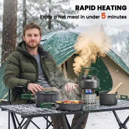 Camping Cookware Set for 4-5 People, Aluminium Camping Cook, Grey