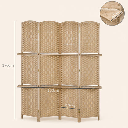 Freestanding Privacy Screen, 160 x 170cm, Natural Wood Finish
