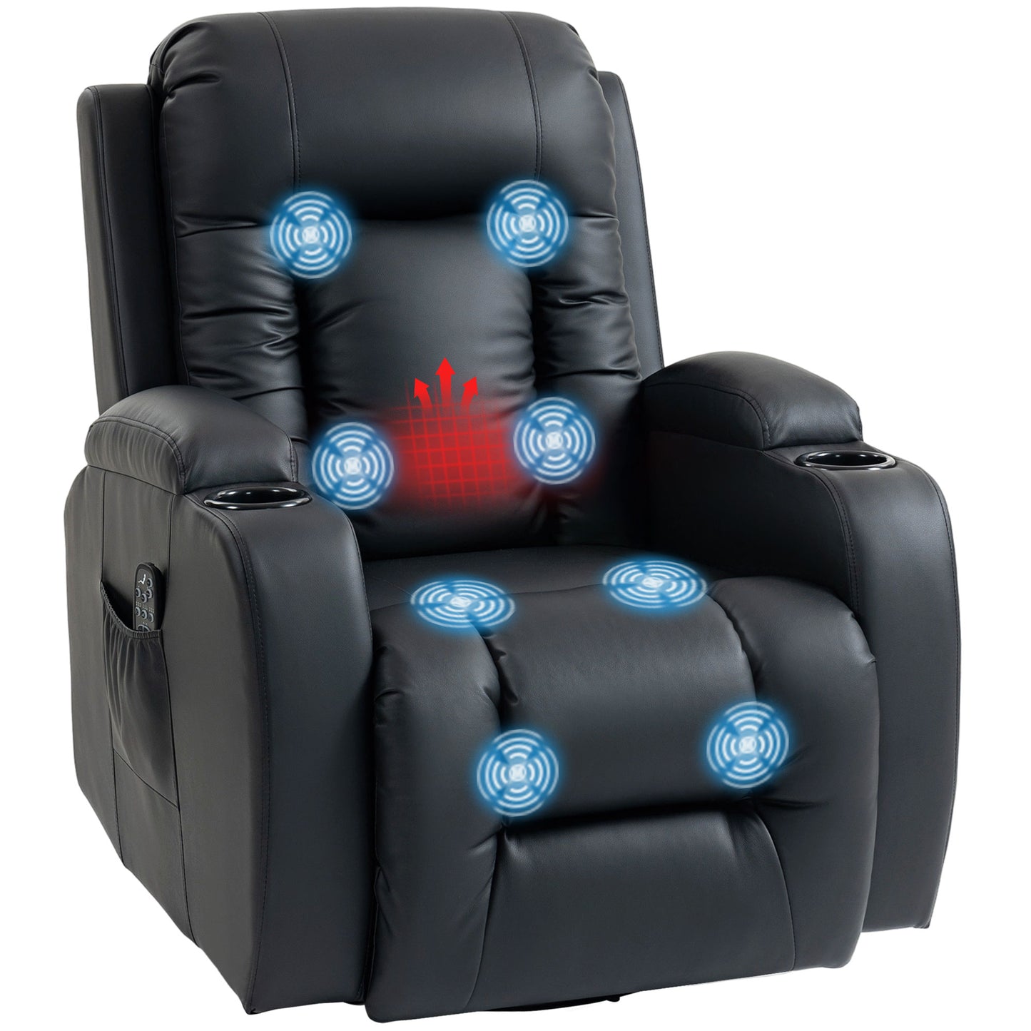 Massage Recliner Chair with 8 Vibration & Heat, Black