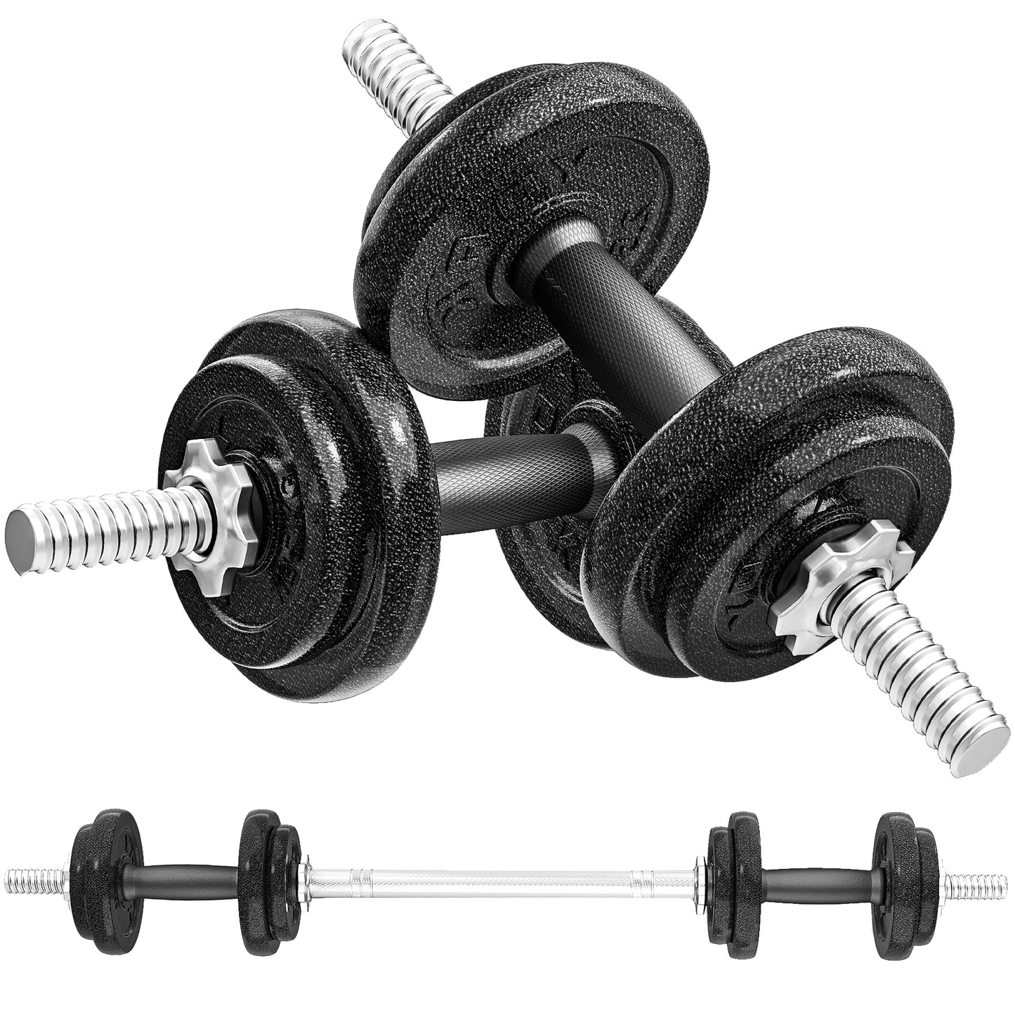 2-in-1 Adjustable Dumbbells Set, 20kg Weights Dumbbells Set