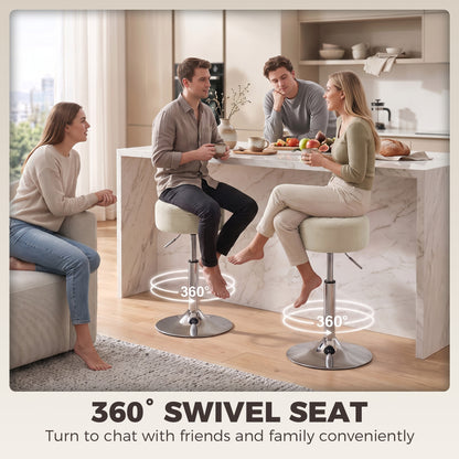 Bar Stool Adjustable Swivel 1 Piece, Beige