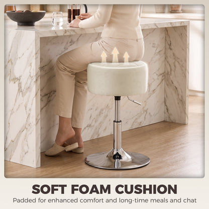 Bar Stool Adjustable Swivel 1 Piece, Beige