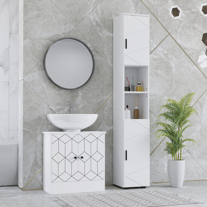 kleankin Tall Bathroom Storage Cabinet with Soft Close Mechanism, White