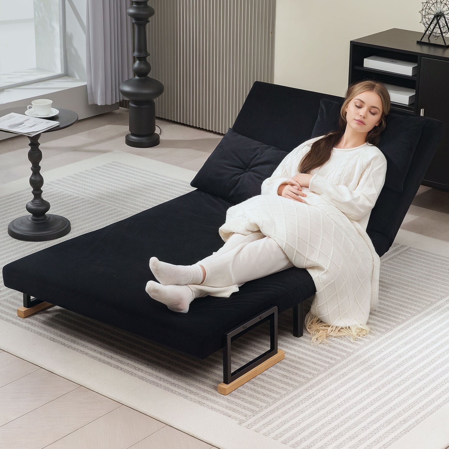 Click Clack 2 Seater Sofa Bed for Living Room, Guest Room, Black