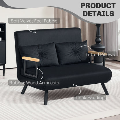 Click Clack 2 Seater Sofa Bed for Living Room, Guest Room, Black