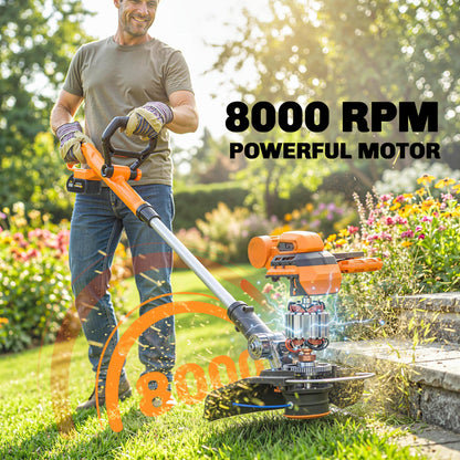 Cordless Strimmer with 2 x 4.0Ah Lithium Batteries & Charger