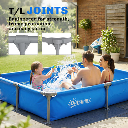 Metal Frame Swimming Pool, Rectangle Frame Pool, 229 x 160 cm, Blue