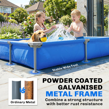 Metal Frame Swimming Pool, Rectangle Frame Pool, 229 x 160 cm, Blue
