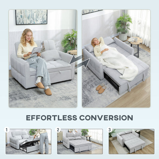 2 Seater Sofa Bed, 3-in-1 Sleeper Sofa with Adjustable Backrest