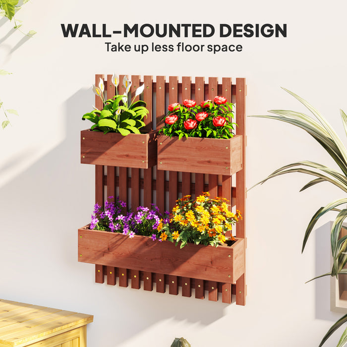 Wooden Garden Planters with Trellis Wall-mounted Raised Garden Bed