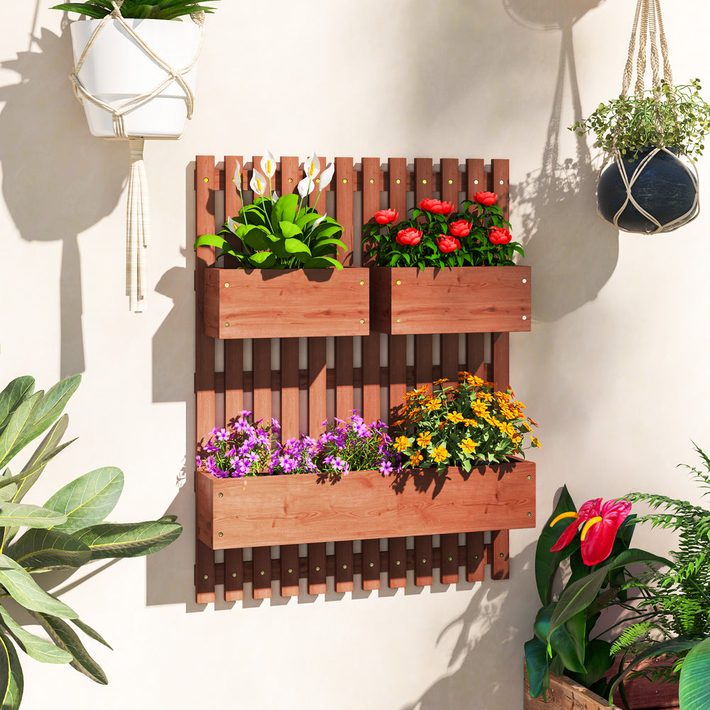 Wooden Garden Planters with Trellis Wall-mounted Raised Garden Bed