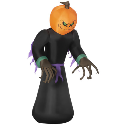 Inflatable 2.1m Tall Pumpkin Man Halloween Yard Decoration Light Up