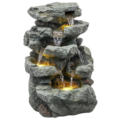 Outdoor Fountain, Resin Freestanding Garden Fountain, Grey