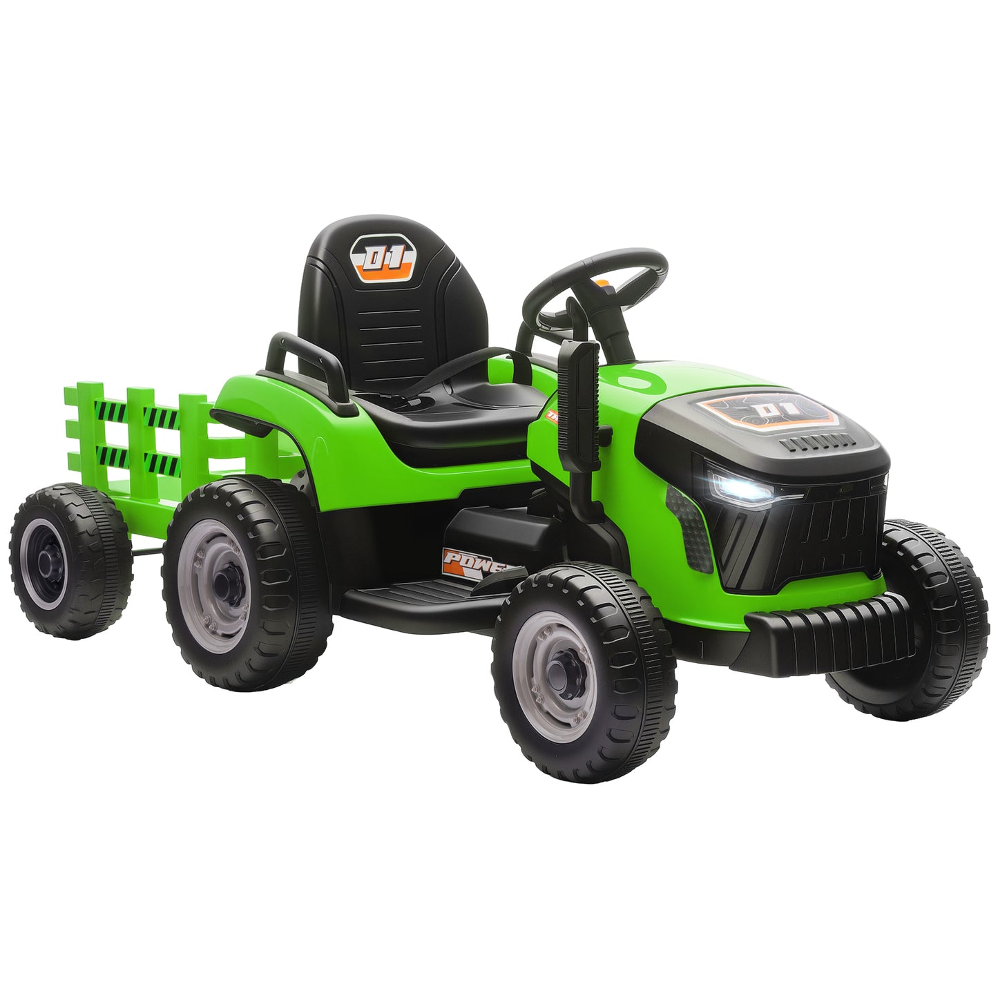 Ride on Tractor and Trailer, 12V Electric Ride on Tractor, Green