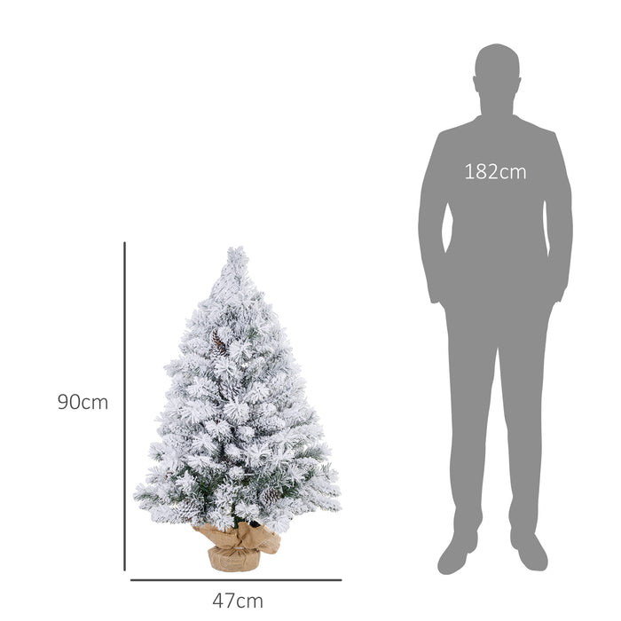 3ft Artificial Christmas Tree with LED Light, Concrete Base