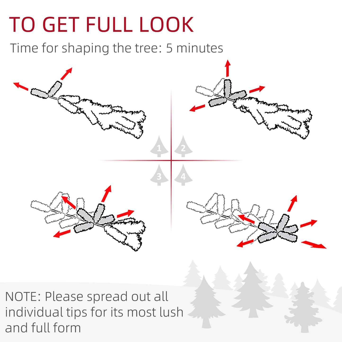 3ft Artificial Christmas Tree with LED Light, Concrete Base