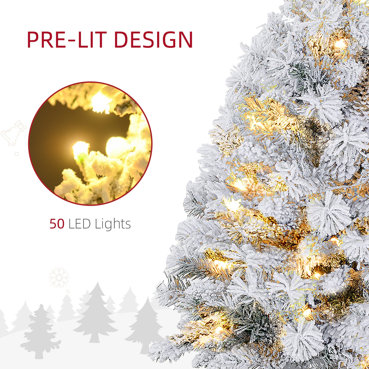 3ft Artificial Christmas Tree with LED Light, Concrete Base