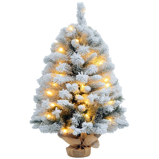 3ft Artificial Christmas Tree with LED Light, Concrete Base