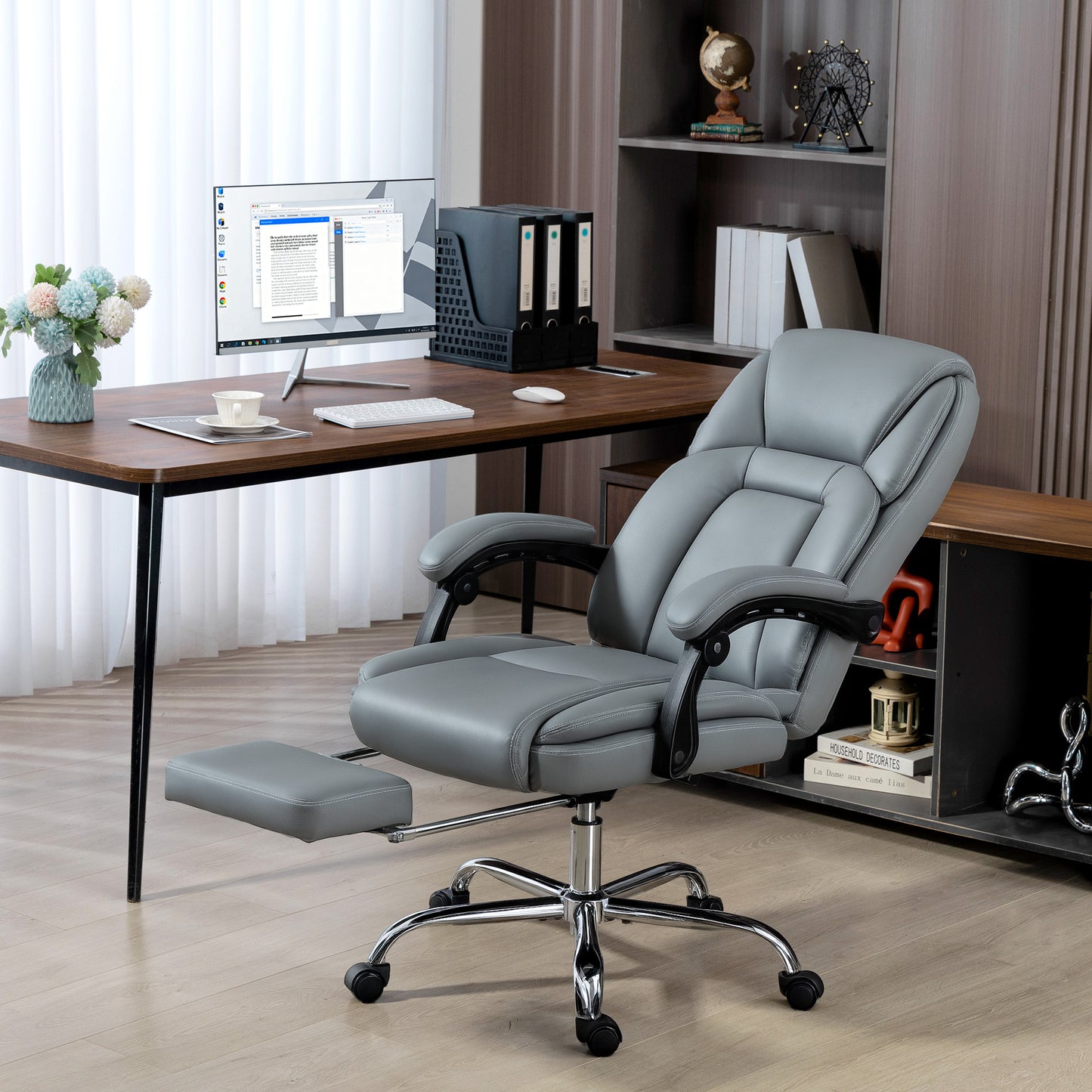 Office Chair, Computer Desk Chair with Spring Cushion, Grey