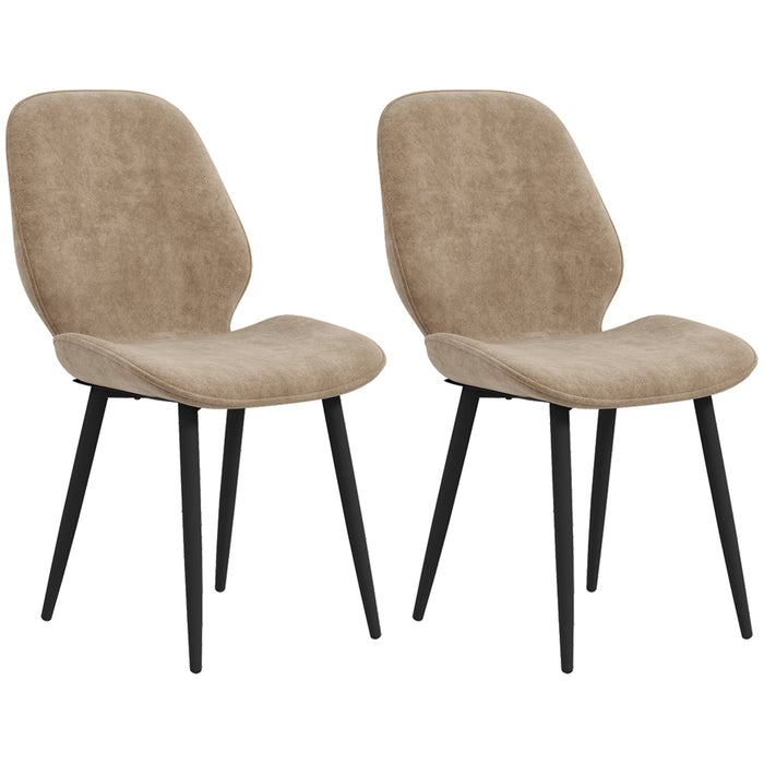 Velvet Dining Chairs, Set of 2 Dining Room Chairs with Metal Legs for Living Room, Dining Room, Brown