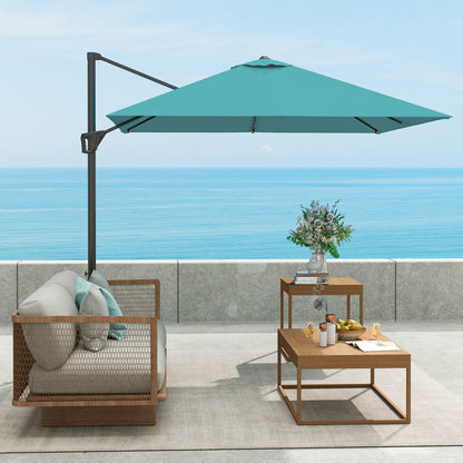 Square Cantilever Roma Parasol 360 Degree Rotation Hand Crank, Blue