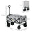 Folding Pull Along Cart Cargo Wagon Trolley with Telescopic Handle - Grey