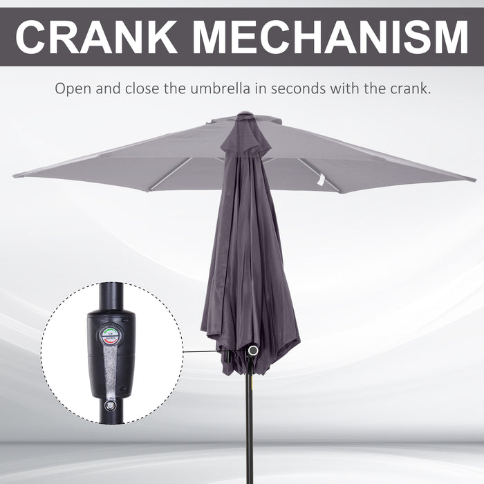 2.6M Garden Parasol Umbrella with Tilt and Crank, Outdoor Sun Parasol Sunshade Shelter with Aluminium Frame