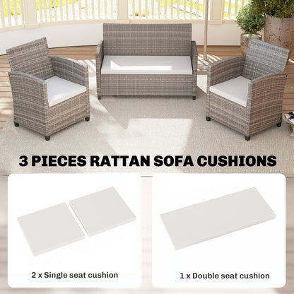 3PCs Rattan Garden Seat Cushions Pads for Patio Furniture