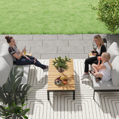 4 Seater Garden Corner Sofa Set with Removable Thick Cushions Teak