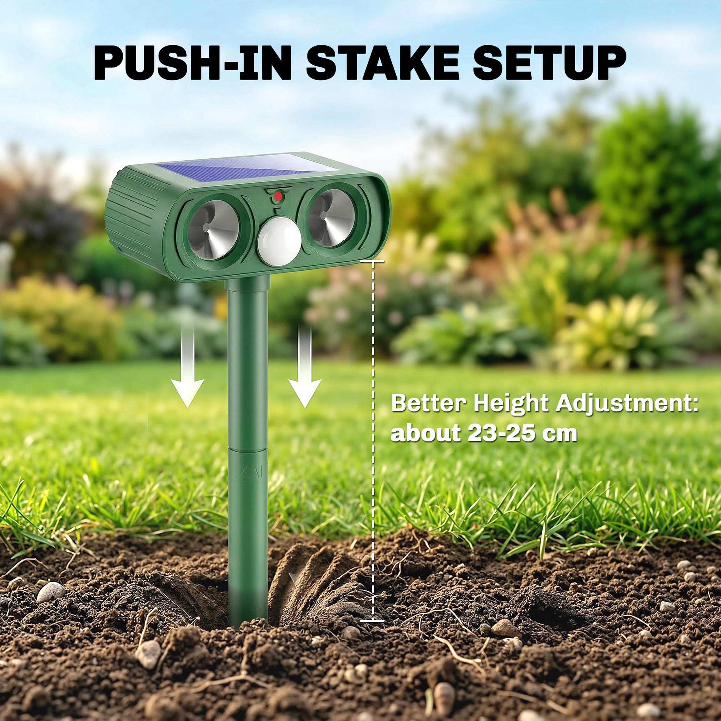 Cat Repellent for Gardens UK, Solar Ultrasonic Fox Cat Deterrent for Gardens UK, PIR Motion Sensor 110°, IPX4 Waterproof Animal Repeller Scarer for Squirrels, Dogs, Moles, Birds