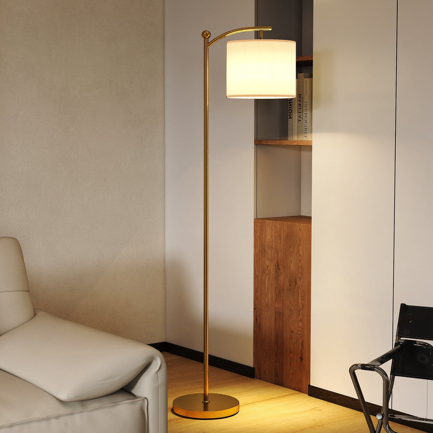 LED Floor Lamp, Stepless Dimmable Reading Standing Lamp with Magnetic Remote Control and 11 Colours Temperature & 11 Brightness Levels, 60 Min Timer for Living Room, Bedroom, Office, Gold Tone