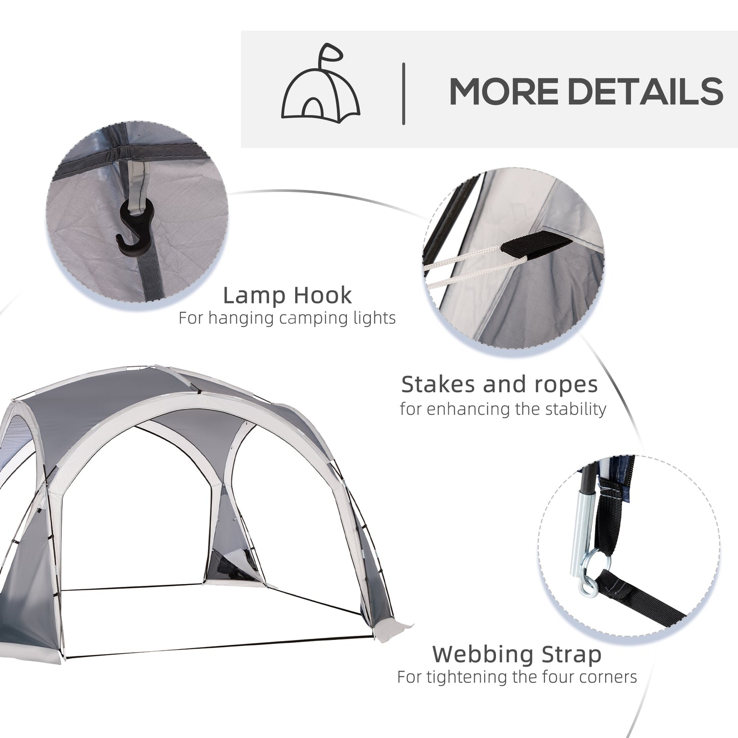 Dome Tent for 6-8 Person Camping Tent w/ Zipped Mesh Doors Lamp Hook