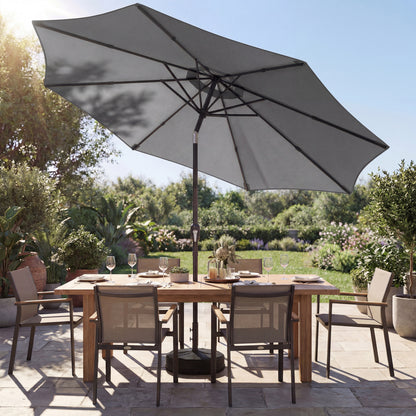 2.7 m Garden Parasol Umbrella with Cross Base, Sandbag, Light Grey