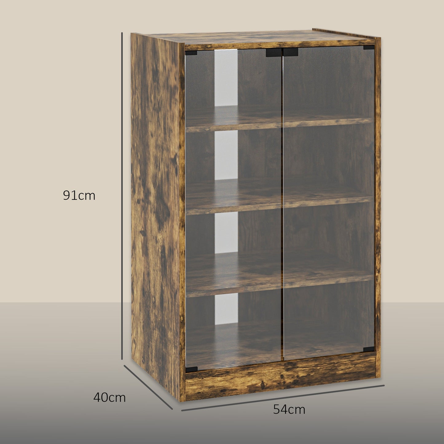 4-Tier Hi-Fi Stand with Adjustable Shelves, Rustic Brown