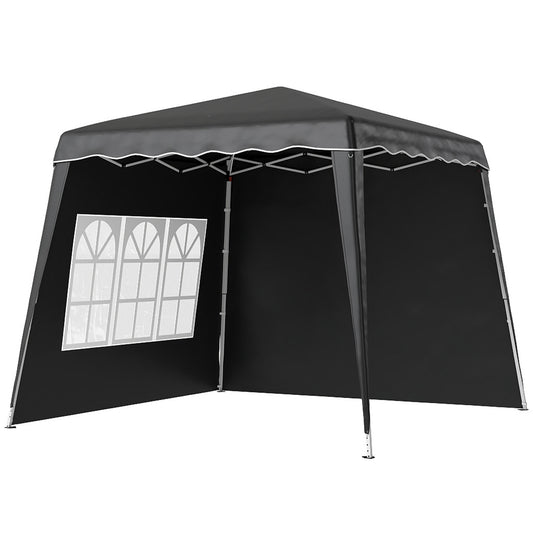 2.4 x 2.4m UV50+ Pop Up Gazebo Canopy Tent with Carry Bag, Black