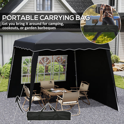 2.4 x 2.4m UV50+ Pop Up Gazebo Canopy Tent with Carry Bag, Black