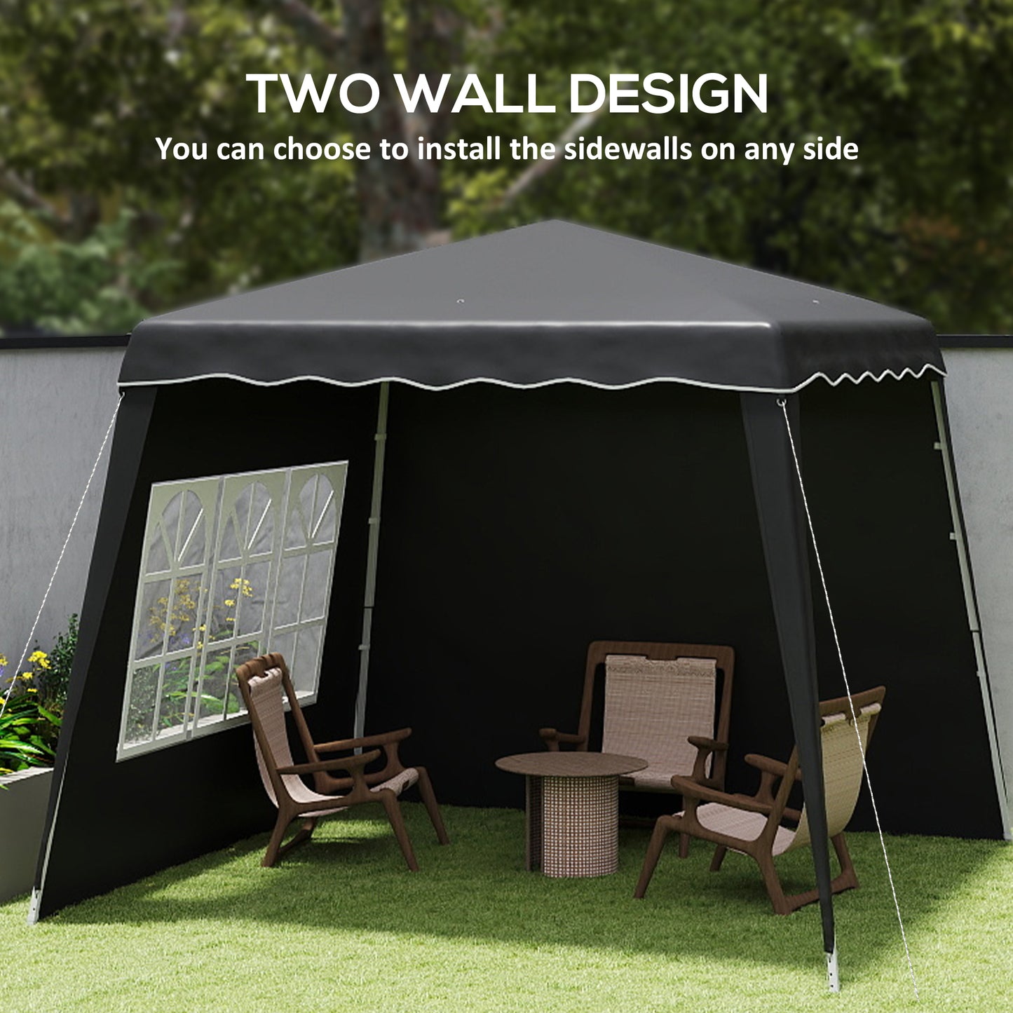 2.4 x 2.4m UV50+ Pop Up Gazebo Canopy Tent with Carry Bag, Black