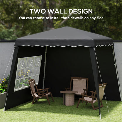 2.4 x 2.4m UV50+ Pop Up Gazebo Canopy Tent with Carry Bag, Black