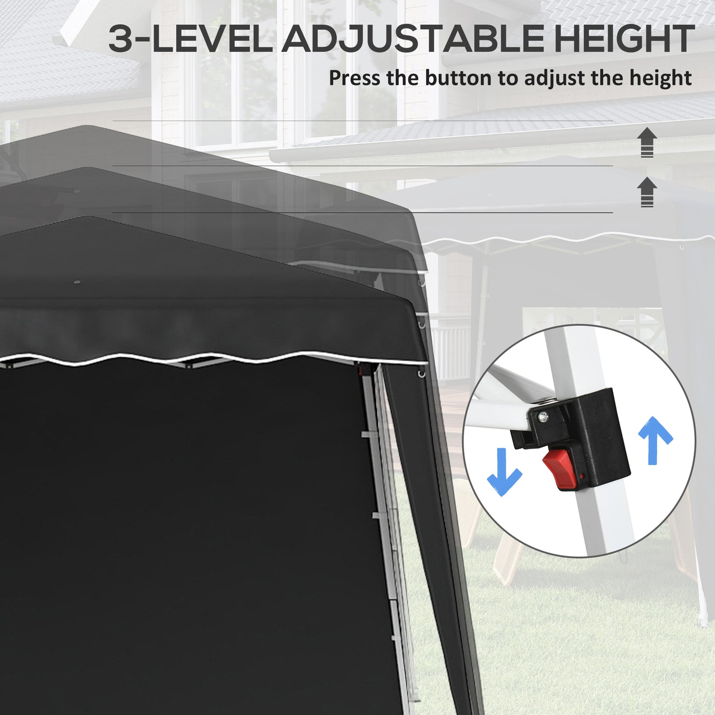 2.4 x 2.4m UV50+ Pop Up Gazebo Canopy Tent with Carry Bag, Black