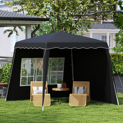 2.4 x 2.4m UV50+ Pop Up Gazebo Canopy Tent with Carry Bag, Black