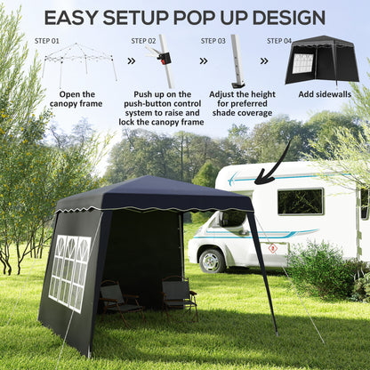 2.4 x 2.4m UV50+ Pop Up Gazebo Canopy Tent with Carry Bag, Black