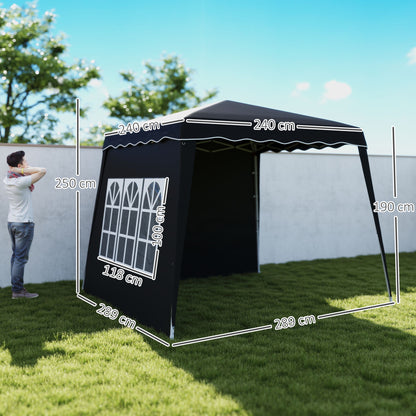 2.4 x 2.4m UV50+ Pop Up Gazebo Canopy Tent with Carry Bag, Black
