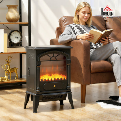 Portable Fireplace with Adjustable Thermostat, 2 Heat Settings, Black